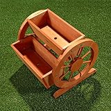 Garten Dekoration Pflanzkübel mit Wagenräder aus Holz 44 cm × 42 cm x 40 cm (B x L x H) - 5
