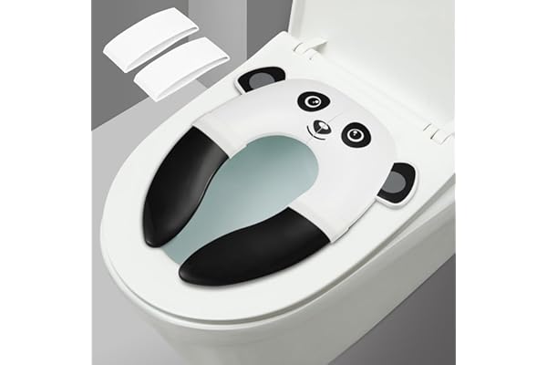 PandaEar Bébé Réducteur de Toilette, Siège Réducteur de Toilettes Pliable pour Bébé, Siège de Toilettes Pliable Enfant, WC Voyage Siège Pliable de Toilettes avec Sac de Transport (Black)