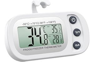 Oria Termómetro de Frigorífico, Digital Termómetro Refrigerador Impermeable Resistente al Agua con Gancho Soporte, Preciso LCD Congelador Nevera Monitor Temperatura para Hogar, Café