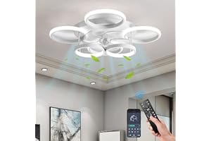 ‎MQW LED Leise Deckenventilator Mit Beleuchtung, 66W Dimmbar Deckenleuchte Mit Ventilator, Mit Fernbedienung Und APP Timer Lampe Mit Ventilator,für Wohnzimmer Schlafzimmer Kinderzimmer（weiß）