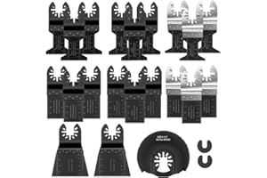 Preciva 21Pcs Lames de Scie Oscillantes, Outils Oscillants à Dégagement Rapide pour Couper Généralement, Kit de Multi-Tool Oscillant Mixtes Universel Multifonctionnel Professionnel
