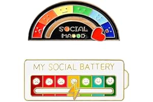 AEIOPRS 2 Pcs Spilla Umore Sociale Multicolore per 7 Giorni Spille Umore Interattivo Batteria Sociale Smalto Pin Badge Pin Nizza Gioielli Bianco cangiante