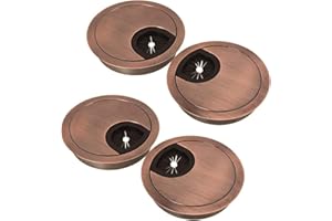 Treki Kabeldurchführungen für Bürotisch, Kabelösen aus Metall, Zinklegierung, 50 mm, Kabeldurchführung, rund, einbaubar, Abdeckung des Kabellochs, 4 Stück