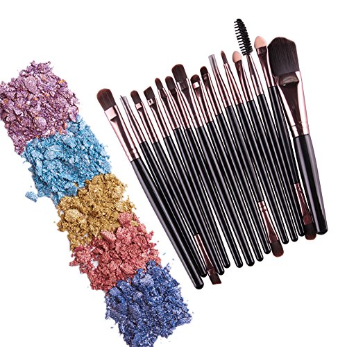 Oshide 15 Stück Professionelle Makeup Bürsten Kosmetik Set Foundation Powder Lidschatten Augenbraue Eyeliner Lippen Make-up Pinsel Auge Gesicht Pinsel Set - 4