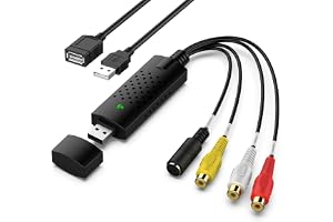 VHS till digital omvandlare, RCA till USB ljudvideoomvandlare, USB 2.0 videoinspelningskort, konvertera VHS till digital från VHS VCR Mini DV Hi8 DVD för MAC/PC