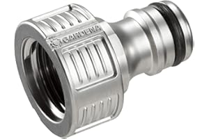 Gardena 18240-20 - Conector para grifo, 21.mm (G 1/2") resistente a las heladas, empaquetado, plateado