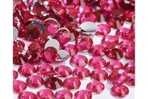 Yixinly Pack of 10000 SS6 2 mm Rhinestones, Glitter Nails, Rhinestones for Gluing on Fabric, Round Crystals Stones for Nails, Clothes, Mobile Phone Cases, Shoes, Bags (Fuchsia)
