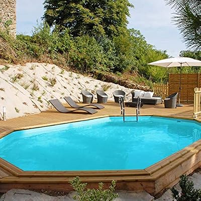 Jardimagine - Piscine Bois Wasabi 6,20 M X 3,95 M X H. 1,27 M - Couleur Liner - Bleu