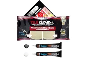 MagicEzy RepairEzy (zestaw szary/biały) - zestaw do naprawy płytek porcelanowych do odpryskujących i pękniętych płytek podłogowych i blatów - ceramika, porcelana, kamień, akryl, winyl..