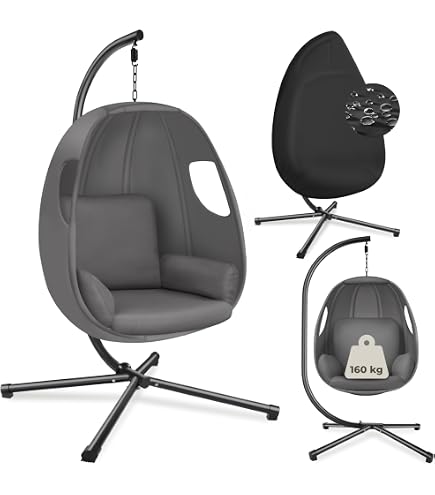 Support Métal Noir Pour Fauteuil Suspendu Œuf - 105 X 186 Cm - Charge Max 120 Kg