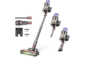 bergxperten oryzom Ultra-starker Akku-Staubsauger mit automatischer Stauberkennung/Bis zu 50 Minuten Laufzeit/Beutelloser Staubsauger für Teppiche, Hartböden & Tierhaare / 650 W -Violett