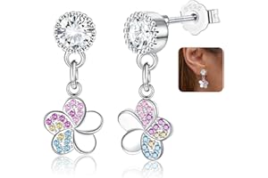 ORAZIO Ohrringe Silber 925 für Frauen Kinder Mädchen, Niedliche Schmetterling Herz Stern Blume Tropfen Ohrstecker Hängend Hypoallergene Bunte Cubic Zirkonia Ohrringe Baumeln Schmuck Geschenk