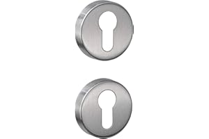 BRICOLEVA.IT Paar Rosetten Loch Zylinder kompatibel mit Yale-Loch, Düsen für Türschloss - Rosetten als Paar verkauft (rund, Chrom satiniert)