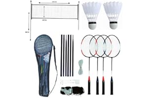 Rexco Professional Badminton Set 4 Player Racket Shuttlecock Poles Net Bag Garden Outdoor Game 211074