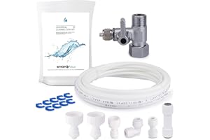smardy ZO004 Set di Collegamento di Alimentazione dell'Acqua 10m Tubo 1/4"(6,35mm) Kit di Installazione con Valvola di Arresto per Frigorifero Macchina del Ghiaccio