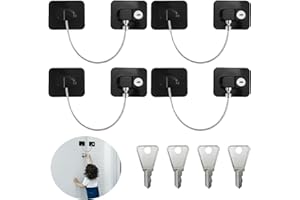 Toivize 4 Pezzi Serratura Frigorifero, Blocco del Frigorifero con Chiavi Lucchetto Frigorifero Lucchetto Frigorifero Bambini, Nero