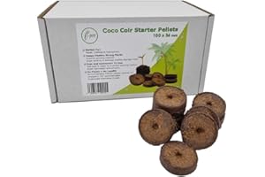 E-POTS Coir starter pellets 36mm x 100 | Use for seed sowing and cuttings | 100% natural coconut fibre growing media | 100 easy to use compressed soil pellets wrapped in fsc paper