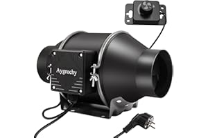 Aygrochy Regelbar Rohrventilator 100mm, Abluftventilator 363 m³/h, EC motor Rohrlüfter mit EU-Stecker,für Keller, Garage, Küche, Badezimmer,Wachstumszelte, Hydrokulturen,Belüftung und Abluftgebläs.