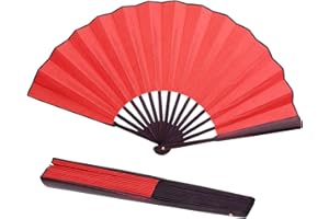 HERCHR Giapponese Grande Ventaglio Pieghevole, Ventaglio Donna, Ventaglio Matrimonio, ventagli Portatili per Spettacoli, Festival, Eventi, Regali, Artigianato, Danza, Decorazioni(Rosso)