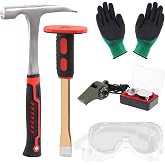 Tanstic 6 Pieces Geology Rock Pick Hammer Kit 30.5oz Hammer and 12" Digging Chisel Whistle Magnifier and Gloves Rock Hunting