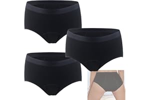 BIAS&BELIEF 3 Pièces Culotte D'incontinence Urinaire Lavable avec Zone Absorbante Anti-Fuite pour Femmes Culotte Menstruelle Femmes sous-Vêtements Coton sous-vêtements Slip,L,Black
