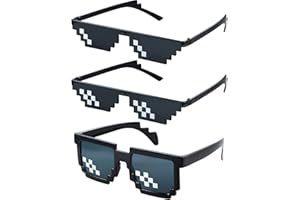 Frienda 3 Paare Pixel Sonnenbrillen Schläger Sonnenbrillen Kunststoff Pixel Sonnenbrillen für Kinder Erwachsene, Schwarz (Klein Einreihig Pixel, Klein Zweireihig Pixel, Groß Zweireihig Pixel)