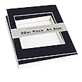 TUKA 20pcs A4 Frame Photo Mounts Picture Frame Mats for Frame Mounts Photo/Picture Mounts, Mounting Boards - Mount Size 15cm x 20cm - Frame Size A4 Size - Black, TKD9100-A4-20x