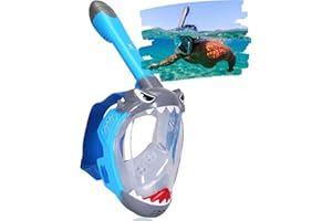 Khroom CO2 Safe Snorkel Mask for Children from 3 Years | Tested by TÜV Rheinland | Full Face Mask for Snorkelling - Seaview BC Shark | Full Mask Diving Goggles Diving Mask