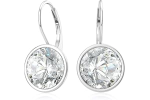 LANBEIDE 925 Sterling Silber Kristalle Ohrringe Hängend Leverback Ohrringe with mit Runden Cubic Zirkon für Damen