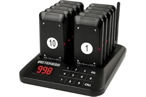 Retekess TD157S Cercapersone Ristorante, 400M Pager Ristorante, 2 Modalità di Chiamata, con Vibrazione, Chiamate di Gruppo One Touch, Cercapersone Wireless per Food Truck, Gelaterie, Pasticceria