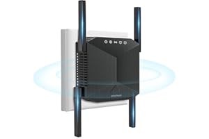 DOBWGXZ Internet Booster, WiFi Extender with Ethernet Port, 4 Antennas WiFi Booster Range Extender, Home Wireless Signal Booster, Compatible with All WiFi Routers and Devices (Deep Black)