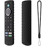 Oboe Silicone Tv Remote Cover Compatible with Amazon Basics Smart LED TV Remote Protective Cover with Lanyard (Black) [Remote