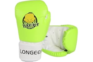 Longeek Gants de Combat de Boxe,Gants d'entraînement de Boxe Gants de Boxe Enfant 3 à 15 Ans Sac de Frappe,Kickboxing, Muay Thai, MMA,4-6 oz Junior Boxing Gloves