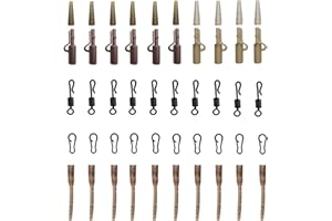 SHADDOCK 50pcs Carp Fishing Accessories Kit Contains Anti Tangle Sleeves Quick Change Swivels Safety Lead Clips Tail Rubber Tube Speed Links for Carp Tackle Rigs