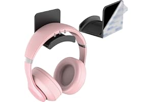 HomeMount Headphone Stand Headset Holder - Adhesive Gaming Headphone Hanger Hook Desk Mount for Most Headphone & Controller (Black)