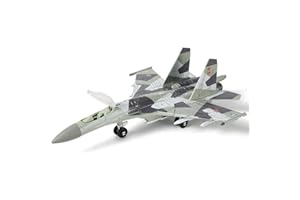 SEBUNAS SABANAS Kit de maquette d'avion de chasse SU-35 à l'échelle 1:100, en plastique, avec support, à collectionner ou à offrir en cadeau pour adultes et enfants (34 pièces)