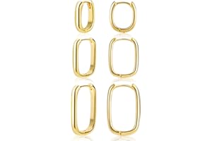 ALEXCRAFT 3 Pares Pendientes Mujer Plata 925 Chapado en 14K Oro, Pendientes Acero Inoxidable Mujer, Conjunto de Aretes Para Mujer Dorados Regalos Joyas Joyeria Fiesta