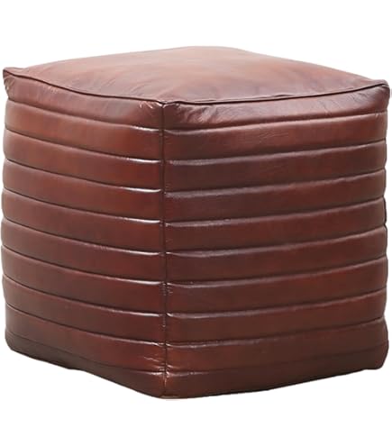Poef leer - honing bruin (XL) - Handgemaakt - Poufs & Pillows