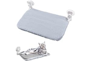 XIRUIUBAO Amaca Gatto Finestra Amaca per Gatti da Finestra Pieghevole e Smontabile con Ventosa per Superfici Lisce, Tessuto Double Face in Maglia/Peluche, Facile da Pulire,Grigio 30×45 cm