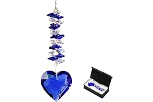 TOGETHER-LIFE Pendentif Prisme en Forme de cœur en Verre Transparent de 45 mm, Attrape-Soleil à Suspendre pour fenêtres, Jardin, décoration à Suspendre, Cadeaux pour Noël, Mariage, Femmes, Maman et Enfants (Bleu)