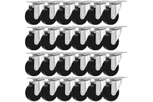 ONLINE BEST SERVICE 24-Pack of 50mm Non-Marking Hard Rubber Swivel Castor Wheels with Top Plate & Bearings, For Furniture and Garden Cart Trolleys, Up to 150KG