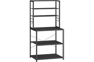 VASAGLE Scaffale Cucina, Mobile Cucina, Scaffale per Microonde, 6 Ripiani, 6 Ganci, Struttura in Acciaio, Stile Industriale, 40 x 60 x 167 cm, Grigio Antracite e Nero Inchiostro KKS024B22