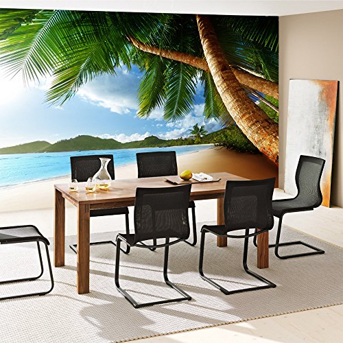 Vlies Fototapete 400×280 cm PREMIUM PLUS Wand Foto Tapete Wand Bild Vliestapete – LONELY BEACH – Strand Meer Palmen Beach 3D Ozean Palme – no. 004 - 7