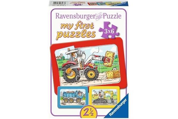 Ravensburger - 06573 - Puzzle Cadre Excavateur Tracteur Chargeur à Bascule 3 x 6 Pièces