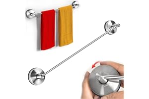 YOHOM Stainless Steel Suction Towel Rail Bathroom 55 CM Vacuum Hand Towel Holder Suction Cup Tea Towel Rack Kitchen Single Shower Towel Bar Wall Mounted Towel Hanger No Drilling Brushed (22-Inch)