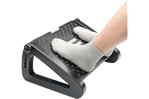 BRYZE Adjustable Under Desk Foot Rest with 6-Level Height & Massage Rollers - Ergonomic Footrest for Office/Home, Easy to Clean Design