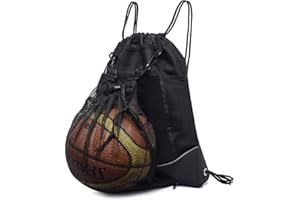STAY GENT Cordon Sac à Dos de Basketball Sac à Dos Sport pour Homme Femme Garçons Filles, Pliable Sac de Foot pour Football Sac de Sport avec Ball Filet Sac Enfant pour Volley-ball Baseball Yoga, Noir