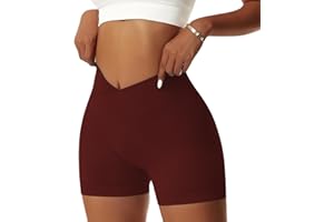 Vertvie Femmes Short de Sport Push Up V Cross Taille Booty Scrunch Butt Legging Court sans Couture Short de Cycliste Yoga Course Collants Shorts Pantalon Anti Cellulite