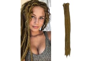 Dsoar Extensiones Dreadlock 12 Hebras, Rastas Sintéticas de 24 Pulgadas para Hombres/Mujeres, Extensiones de Cabello Hippie Hechas a Mano Completas