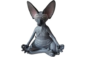 GRAPMKTG Room Decor Cute Sphynx Cat Statue 1 Confezione Home Decor Scultura per Soggiorno Gatti Kawaii su Mensola Yoga Meditazione Scrivania Tavolino Nero